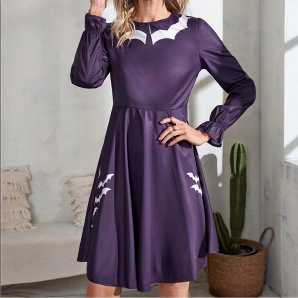 Spooky Season Halloween Purple Bat Dress-XL - Picture 2 of 6
